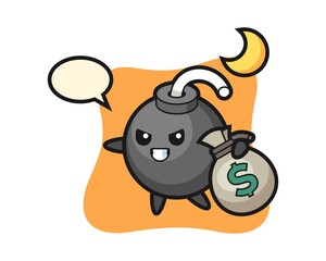 Illustration of bomb cartoon is stolen the money