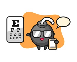 Illustration of bomb mascot as a ophthalmology