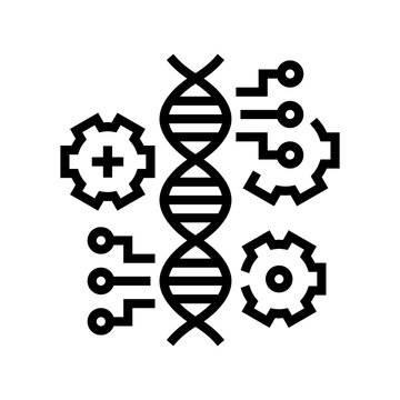 molecule genetic characteristics line icon vector. molecule genetic characteristics sign. isolated contour symbol black illustration