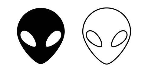 Alien Icons Black and White Vector