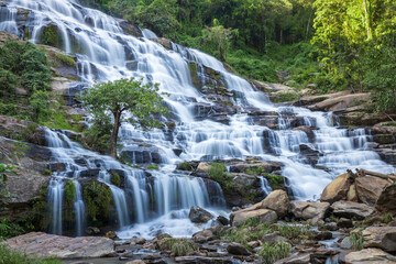 Mae Ya Waterfall in Doi Inthanon National Park, one of largest and most famous cascade in country, Chiang Mai, Thailand