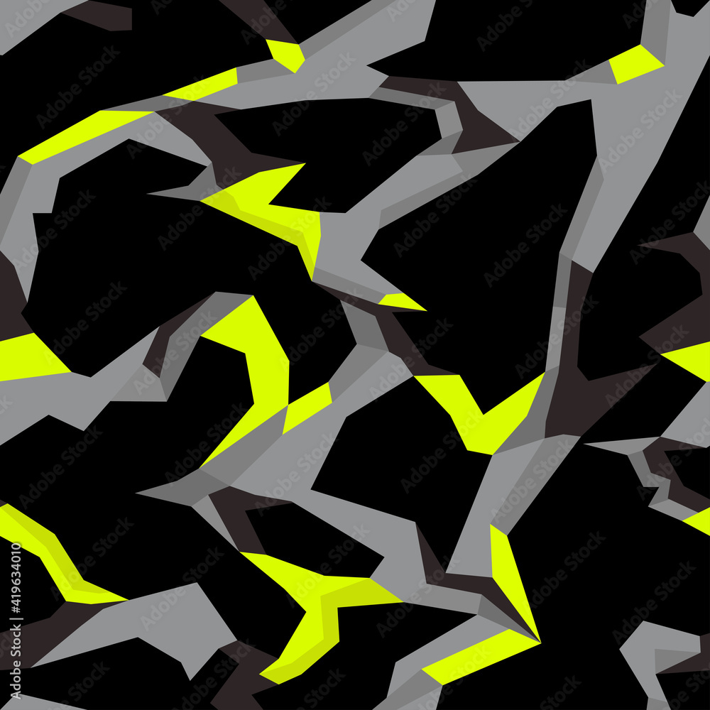 Aufkleber camouflage seamless pattern. abstract camo from geometric shapes on a dark background. modern textur