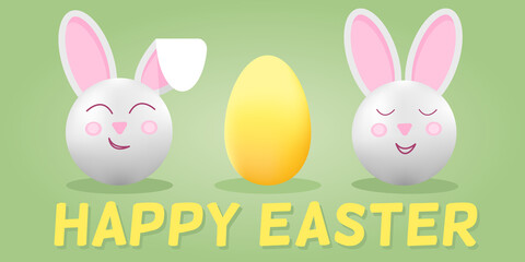 Cute Easter card with two rabbits.