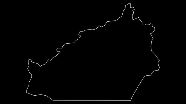 Semnan Iran province map outline animation