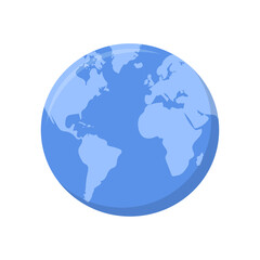 Blue Earth globe icon isolated on white background. Vector illustration.