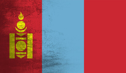 Flag of Mongolia with effect crumpled paper and grunge