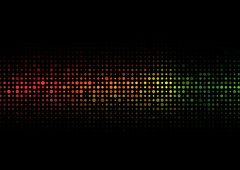 Abstract colorful halftone texture dots pattern on balck background.