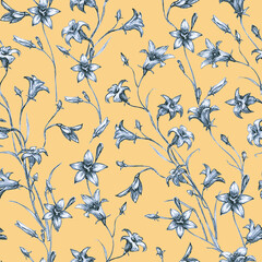 Seamless Pattern Bell Flower