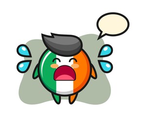 Ireland flag badge cartoon illustration with crying gesture