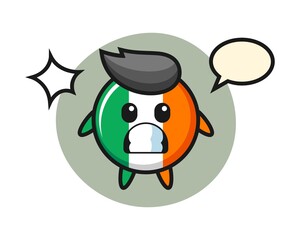 Ireland flag badge character cartoon with shocked gesture