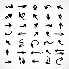 Vector set of hand-drawn arrows, elements for presentation