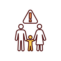 Genetic predisposition RGB color icon. Gene mutations. Inherited physical and mental conditions. Genetic susceptibility. Increased disease risk. Inheritance from parents. Isolated vector illustration