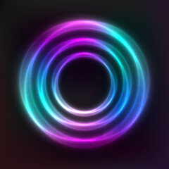 Vector background of neon geometric shapes, round frame, abstract background, wallpaper