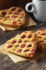 Coffee time with backed pastry