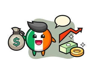 Ireland flag badge illustration cartoon holding money sack