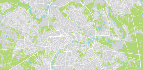 Urban vector city map of Odense, Denmark