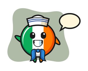 Character mascot of ireland flag badge as a sailor man