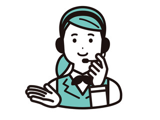 コールセンター、オペレーターの女性　案内