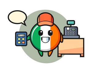 Fototapeta premium Illustration of ireland flag badge character as a cashier