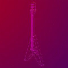 Fototapeta na wymiar Electric guitar musical instrument. Wireframe low poly mesh vector illustration.