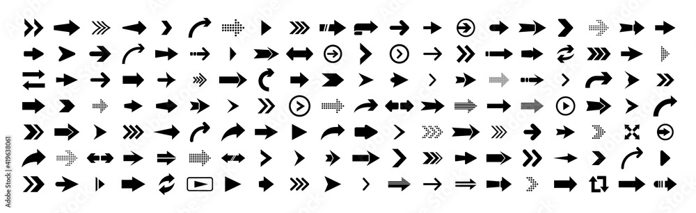 Poster Set of arrows icons. Vector arrows collection for ui, web design, apps and more.