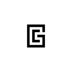 Simple square logo illustration. square logo GC letter isolated on white background.