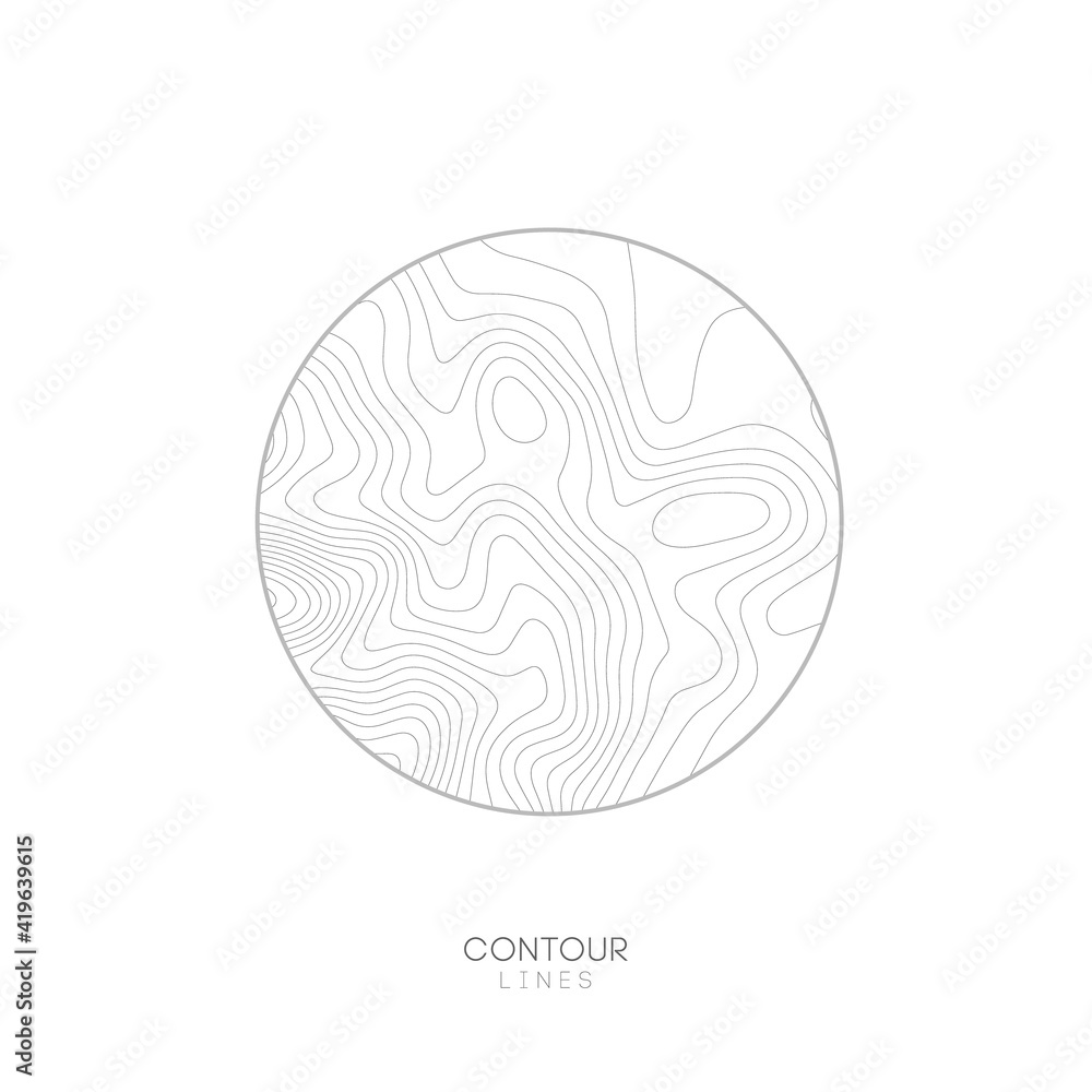Poster white topographic map circle logo concept.topo map elevation lines. contour vector abstract vector i