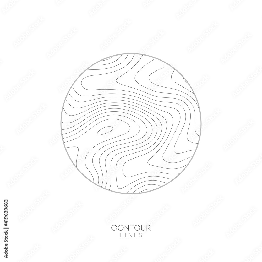 Poster white topographic map circle logo concept.topo map elevation lines. contour vector abstract vector i
