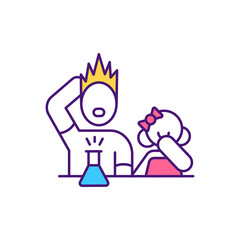 Home experiments inside RGB color icon. Family activities to get excited with children. Showing kids interesting new knowledge. Coolest science to try implementing. Isolated vector illustration