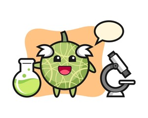 Mascot character of melon as a scientist