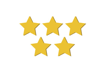 Gold flat icon of five stars. Vector illustration.
