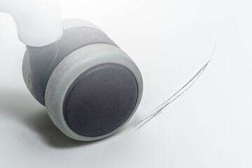 Scratch on the floor from the wheel of an office chair