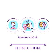 Asymptomatic covid concept icon. Easy form of corona virus treatment process. Fighting pandemia idea thin line illustration. Vector isolated outline RGB color drawing. Editable stroke