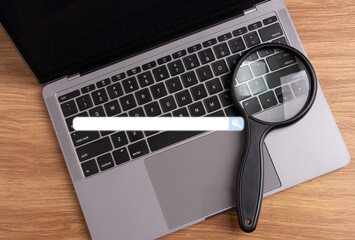 Search engine optimization and notebook browsing bar internet data information networking concept, searching technology digital connection computer network data business concept.