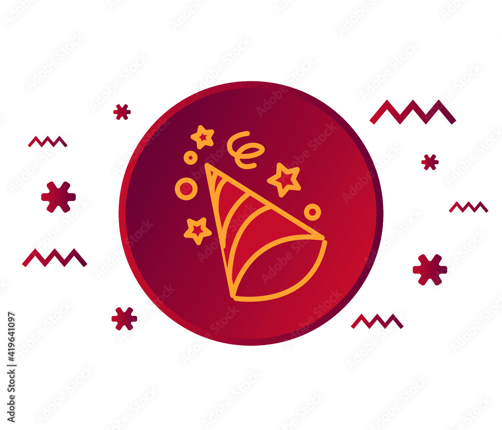 Fototapete holiday party firework with spark. happy birthday vector design concept, outline style pictogram on 