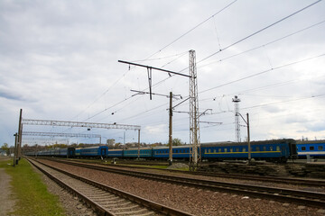 Fototapeta na wymiar panoramic view of the train station on a cloudy day in Kharkiv, Ukraine