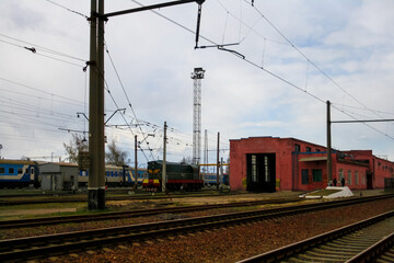 panoramic view of the train station on a cloudy day in Kharkiv, Ukraine