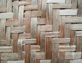The wall in a hut made of bamboo