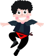 Vector Illustration of a Child Dancing Turkish Zeybek, Turkish Cultural Dance at 23 April Celebration