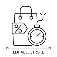 Limited-time offer black linear icon for light theme. Special gift and reward buyers. Thin line customizable illustration. Isolated vector contour symbol for night mode. Editable stroke