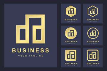 Minimalistic D A, DA letter logo with several versions