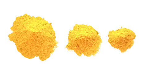 Naklejka premium Heaps of turmeric powder on white background