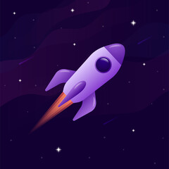 Fototapeta premium Rocket in space. Vector illustration