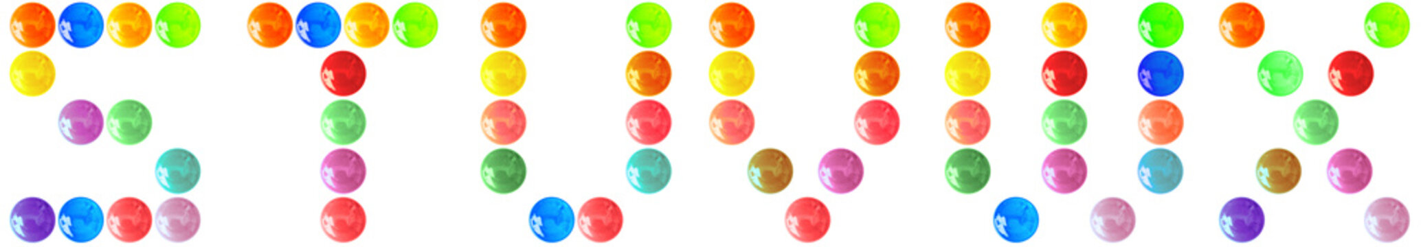 Alphabet boutons couleurs, lettres s,t,u,v,w,x