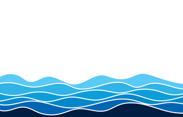 Fluid blue ocean wave layer abstract background vector.