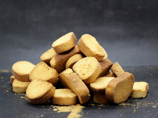 Slices of white dry bread
