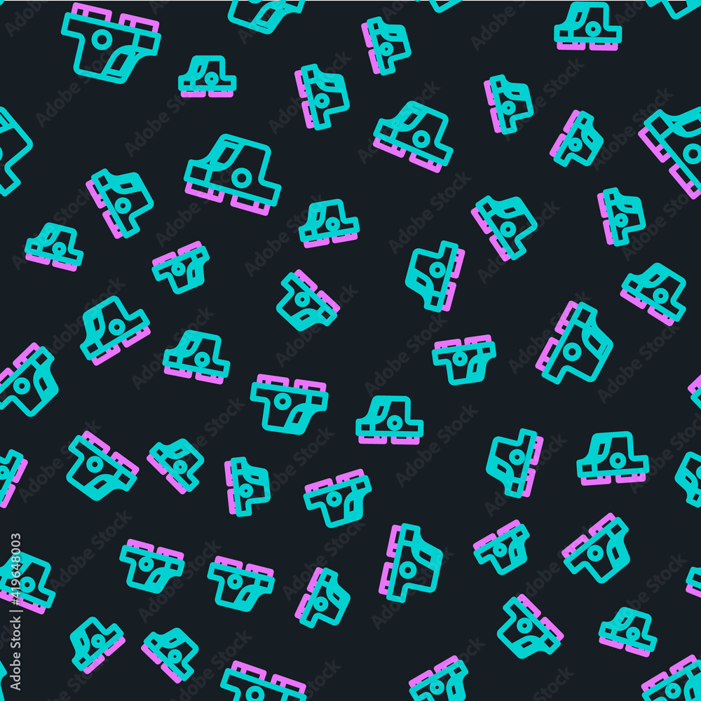 Poster line collimator sight icon isolated seamless pattern on black background. sniper scope crosshairs. v