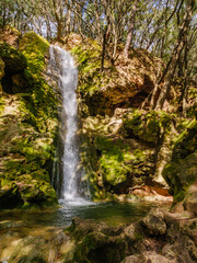 Fototapeta na wymiar waterfall of Salt d'es Freu, a hiking area with waterfall near the village of Bunyola on the balearic island of mallorca, spain