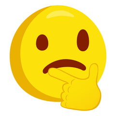 Thinking Emoji Icon Illustration. Chin Thumb Vector Symbol Emoticon Design Doodle Vector.
