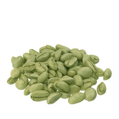 Green coffee beans 3d illustration